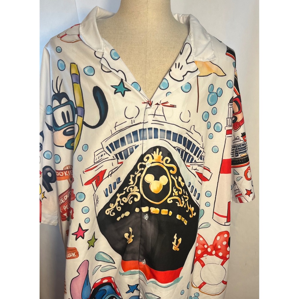 GarmentOne Disney Cruise Line Castaway Cay Stitch Goofy Button Shirt Mens 5XL